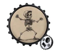 Simpatico apribottiglie rotondo con scheletro che balla e divertente, calamita per frigorifero, birra, apribottiglie, per frigorifero, cucina, ufficio