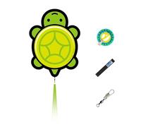 Simpatico aquilone tartaruga con tessuto in poliestere 210T, coda lunga e mulinello da 300/400 piedi, facile da far volare per spiaggia e parco all'aperto(Green,String 984ft)