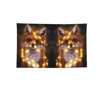 Simpatico arazzo con volpe stampata orizzontale, resistente bandiera per interni ed esterni per fraternità e festival