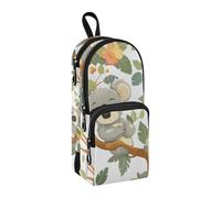 Simpatico astuccio a forma di koala su albero con foglia verde, grande capacità, con scomparto per studenti, a forma di zainetto, organizer per cancelleria e pennarelli, per scuola, ufficio, lavoro,