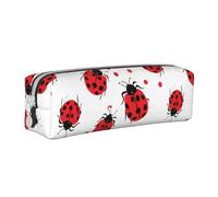 Simpatico astuccio a sette pois con coccinella astuccio cilindrico portatile con cerniera borsa cosmetica in pelle, bianco, Taglia unica, Zaino Scuola