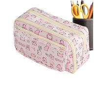 Simpatico astuccio Capybara, astuccio trasparente estetico, astuccio multistrato con cerniera, grande capacità, organizer per penne Capybara, portatile, per ragazzi e ragazze, rosa, Refer to