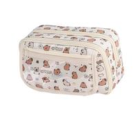 Simpatico astuccio Capybara, astuccio trasparente estetico, astuccio multistrato con cerniera, grande capacità, organizer per penne Capybara, portatile, per ragazzi e ragazze, cachi, Refer to