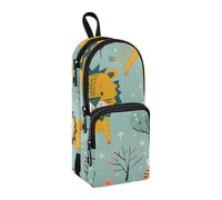 Simpatico astuccio con albero di leoni, grande capacità, con scomparto per studenti, a forma di zaino, organizer per cancelleria, astuccio per matite e pennarelli, per scuola, ufficio, lavoro, Albero
