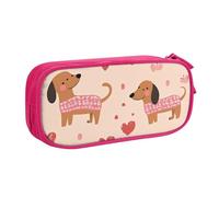 Simpatico astuccio con bassotto per ragazzi e ragazze, grande astuccio per penne da scrivania, cancelleria, astuccio per scuola, ufficio, borsa per trucchi con cerniera, Blu, 21x5x10.5cm, Astuccio per