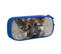 Simpatico astuccio con cucciolo di pastore tedesco, astuccio con cerniera, astuccio portatile, grande borsa per cancelleria per la scuola, borsa per il trucco, Blu, Taglia unica, Beauty Case