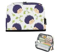 Simpatico astuccio con foglie di riccio grande astuccio con cerniera astuccio per matite astuccio per matite in aula borsa per penne per ragazzi arte animale bambini rientro a scuola forniture