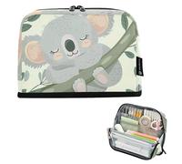 Simpatico astuccio con koala e foglie di albero, astuccio con cerniera, astuccio per matite e matite carino per ragazze, Kawaii, adulti e bambini, organizer per il rientro a scuola
