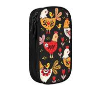 Simpatico astuccio con stampa di gallo e galline, grande capacità, astuccio con cerniera, astuccio per studenti, astuccio carino per ragazze e ragazzi adolescenti, astuccio per matite scolastico,