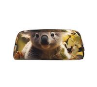 Simpatico astuccio con stampa di koala, astuccio con cerniera, astuccio portatile per cancelleria, organizer per cancelleria - ufficio e viaggio, Argento, One Size, Art Deco