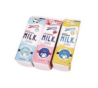 Simpatico astuccio creativo a forma di cartone di latte, impermeabile, in poliuretano, grande capacità, per cosmetici, articoli per ufficio e scuola, colore giallo/blu/rosa, invio casuale, 1 pezzo