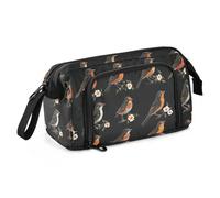 Simpatico astuccio da viaggio con pettirosso americano, di grande capacità, con cerniera, per ragazzi, scuola superiore