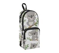 Simpatico astuccio grigio con koala, grande capacità, con scomparto per studenti, a forma di zainetto, organizer per cancelleria, astuccio per matite e pennarelli, per scuola, ufficio, lavoro, Carino