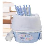 Simpatico astuccio in cotone con cartoni animati, organizer per cancelleria, organizer compatto per cancelleria, grande capacità, portapenne spazioso per studenti e artisti, Blu, Refer to description,