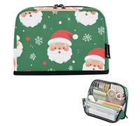 Simpatico astuccio natalizio verde per matite con cerniera, astuccio per matite grandi, carino astuccio per penne per ragazze colorato college preppy scuola ufficio forniture