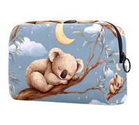 Simpatico astuccio per cosmetici da donna, con koala che dorme sul ramo, borsa da viaggio per articoli da toeletta grande, pratica borsa organizer con cerniera