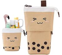 Simpatico astuccio per matite Bubble Tea con supporto telescopico per cancelleria, portapenne in piedi Borsa per cosmetici retrattile, con borsa per organizer a pois per ragazze, studenti, donne