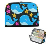 Simpatico astuccio per matite con balene blu a pois grandi astuccio con cerniera astuccio per matite per ragazze adolescenti astuccio per penne ragazzo essenziale per bambini rientro a scuola