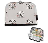 Simpatico astuccio per matite con cuccioli di dalmata e cani a pois, con cerniera, grande e carino, per ragazze, cancelleria per bambini, rientro a scuola