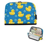 Simpatico astuccio per matite con paperelle gialle e bolle blu, grande astuccio con cerniera, grazioso astuccio per penne per ragazze, studenti, rientro a scuola, adulti forniture per ufficio