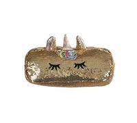 Simpatico astuccio per penne a forma di unicorno, astuccio per la scuola, astuccio Kawaii con paillettes, grande cartuccia, grande, kit di cancelleria coreano, oro