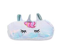 Simpatico astuccio per penne a forma di unicorno per ragazze, astuccio con paillettes kawaii, grande cartuccia, kit di cancelleria coreano, argento