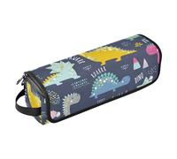 Simpatico astuccio per strumenti per acconciare i capelli con divertente dinosauro, con tappetino resistente al calore, borsa organizer portatile per arricciacapelli, piastre, spazzole, fermagli e