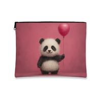 Simpatico astuccio per trucchi a forma di panda, adorabile astuccio da viaggio per bambini, organizer con cerniera per scuola, regalo di compleanno, Pesca, 7x9 Inch, Panda