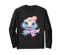 Simpatico Axolotl Animal Lover Inverno Rosa Sciarpa Grafica Sorridente Maglia a Manica