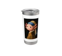 Simpatico Axolotl con un orecchino di perle divertente dipinto Vermeer Bicchiere termico in acciaio inox doppia parete
