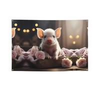 Simpatico banner per feste a forma di maiale 119,4 x 180,3 cm, adatto per Halloween, Natale, feste, riunioni e altri banner per le vacanze