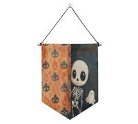Simpatico banner scheletro umano Chibi appeso con asta telescopica banner per feste banner e decorazioni per ufficio, scuola, aula, dormitorio, banderine per la casa para feste