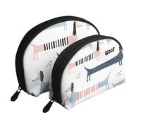 Simpatico bassotto blu navy, Borsa per trucco a conchiglia Portamonete da donna Borsa da toilette piccola Borsa per cosmetici 2 pezzi