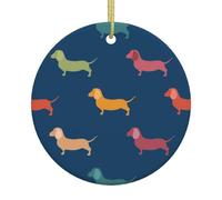 Simpatico bassotto cane albero di Natale in ceramica appeso rotondo ornamento di Natale ricordo festa festa decorazione casa