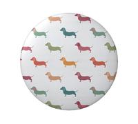 Simpatico bassotto con stampa di cani di bassotto, 6 cm, rotondo, distintivo stampato su un lato, perfetto per decorazioni e regali personali, Misura unica, Metallo