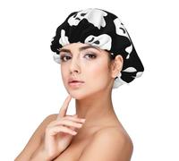 Simpatico berretto da notte bianco con fantasma di Halloween, da donna, per proteggere i capelli, comodo berretto da notte per capelli ricci e lunghi, nero, taglia unica