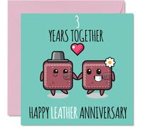 Simpatico biglietto di anniversario in pelle fidanzato e fidanzata 3 anni insieme biglietti di auguri il terzo anniversario di matrimonio donne e uomini 145mm biglietti di