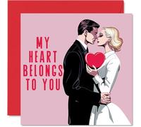 Simpatico biglietto di anniversario lui e lei con scritta in lingua inglese "My Heart Belongs To You" San Valentino anniversario fidanzato fidanzata marito moglie partner 145mm