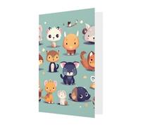 Simpatico biglietto di auguri con piccoli animali, 10 x 15 cm, confezione a forma di cuore, adatto per tutte le occasioni.