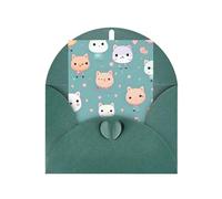 Simpatico biglietto di auguri con volpe, 10 x 15 cm, busta a forma di cuore, adatto per tutte le occasioni.