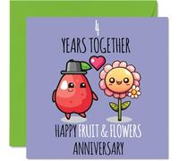Simpatico biglietto di auguri il quarto anniversario di matrimonio fidanzato e fidanzata 4 anni insieme donne e uomini 145mm biglietti di auguri il quarto anniversario