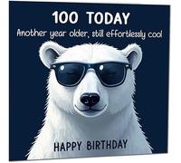 Simpatico biglietto di auguri per il 100° compleanno con scritta in lingua inglese "Another Year Older and Still Effortlessly Cool", divertente biglietto di compleanno per centinaia di anni
