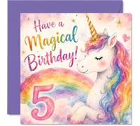 Simpatico biglietto di auguri per il 5° compleanno, pieno di scintillio di