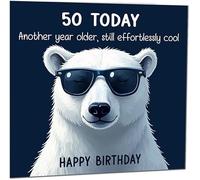 Simpatico biglietto di auguri per il 50° compleanno con scritta "Another Year Older and Still Effortlessly Cool", divertente biglietto di auguri per 50° anno, cinquantesimo, cinquanta,