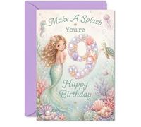 Simpatico biglietto di auguri per il 9° compleanno, "Make a Splash with Mermaid