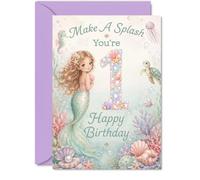Simpatico biglietto di auguri per il primo compleanno, con scritta "Make a Splash on Her Big