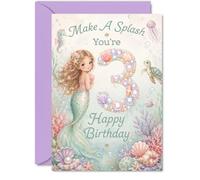 Simpatico biglietto di auguri per il terzo compleanno, con scritta in inglese "Make a Splash