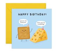 Simpatico biglietto di compleanno con formaggio, gioco di parole maturo, per migliore amica, amica, fratello, sorella, papà, mamma, zia, collega, amante del cibo, scherzo, con divertenti adesivi