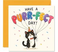 Simpatico biglietto di compleanno, con scritta "Have a Purr-fect Day"