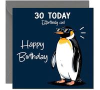 Simpatico biglietto di compleanno per 30° compleanno, con pinguino alla moda, per 30° anno, trentesimo, trentesimo, trenta,